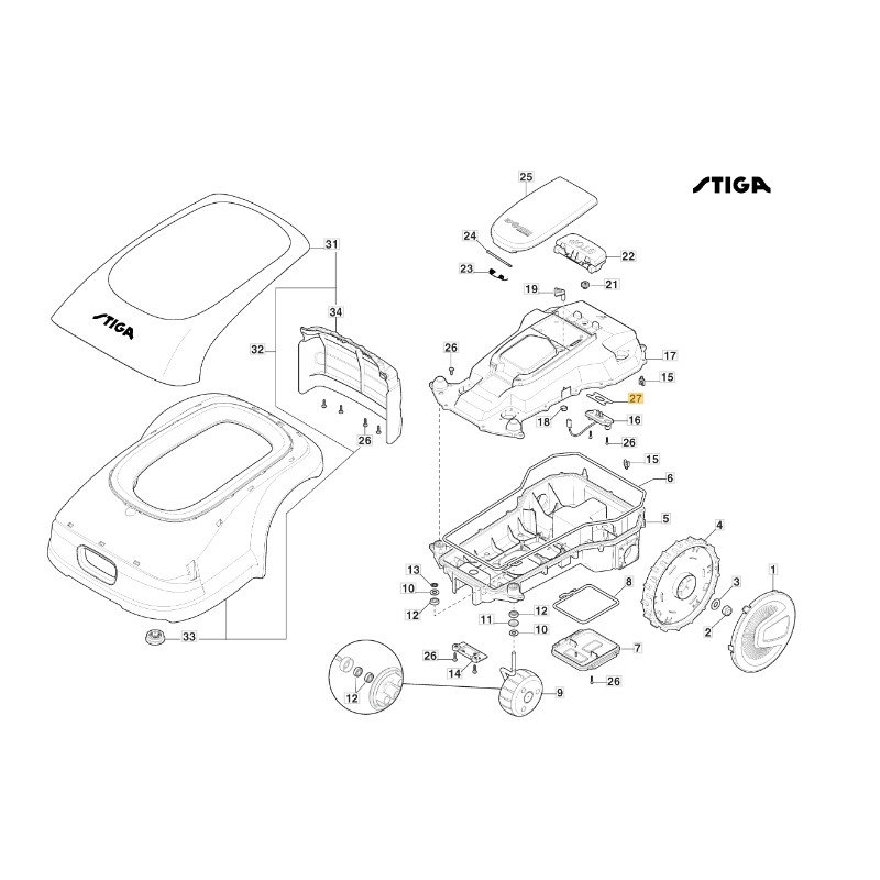 Gasket rain sensor robot models A1000 ORIGINAL STIGA 122280000/0