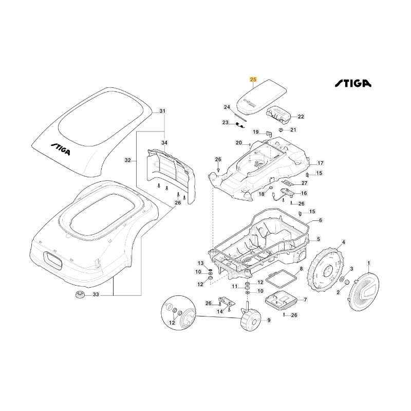 Displayabdeckung Mähroboter Modelle G1200 ORIGINAL STIGA 381119740/0