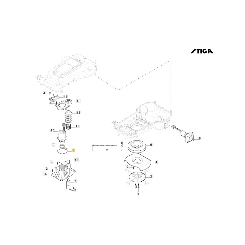 Soporte de motor para robot cortacésped modelos A1000 ORIGINAL STIGA 322784955/0