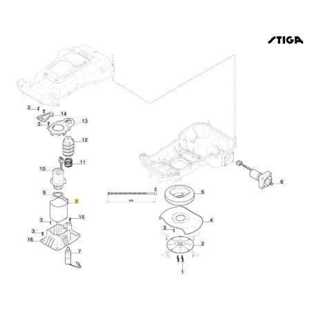 Soporte de motor para robot cortacésped modelos A1000 ORIGINAL STIGA 322784955/0 | Newgardenstore.eu