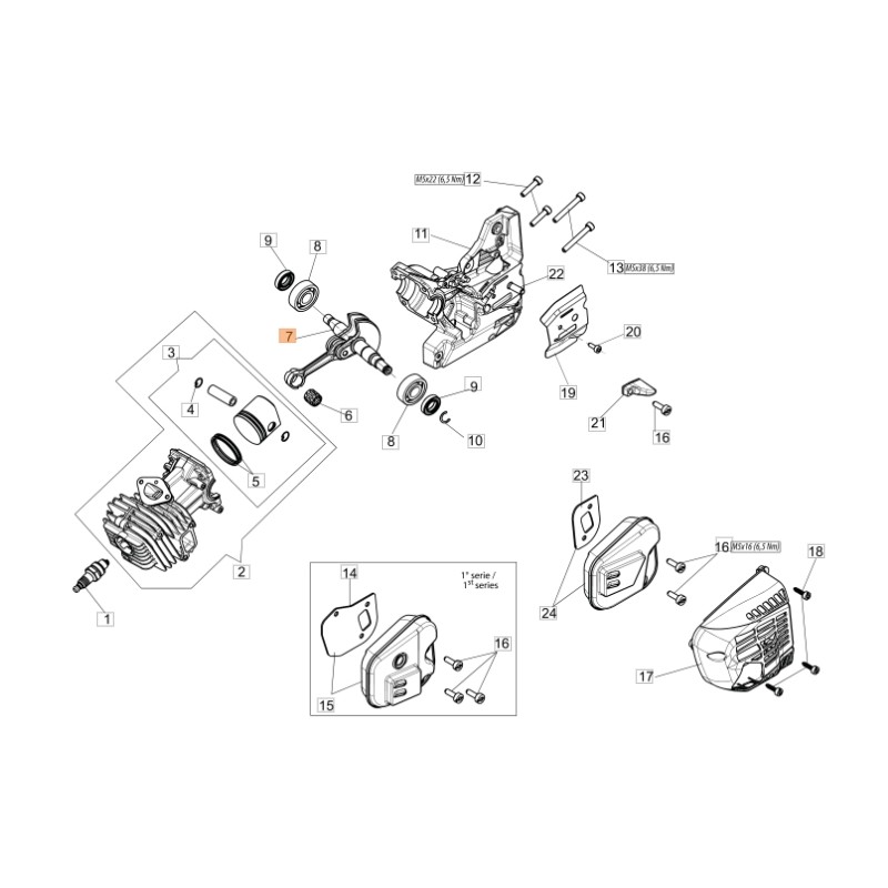 Arbre moteur ORIGINAL OLEOMAC pour tronçonneuse GST 360 50270256R