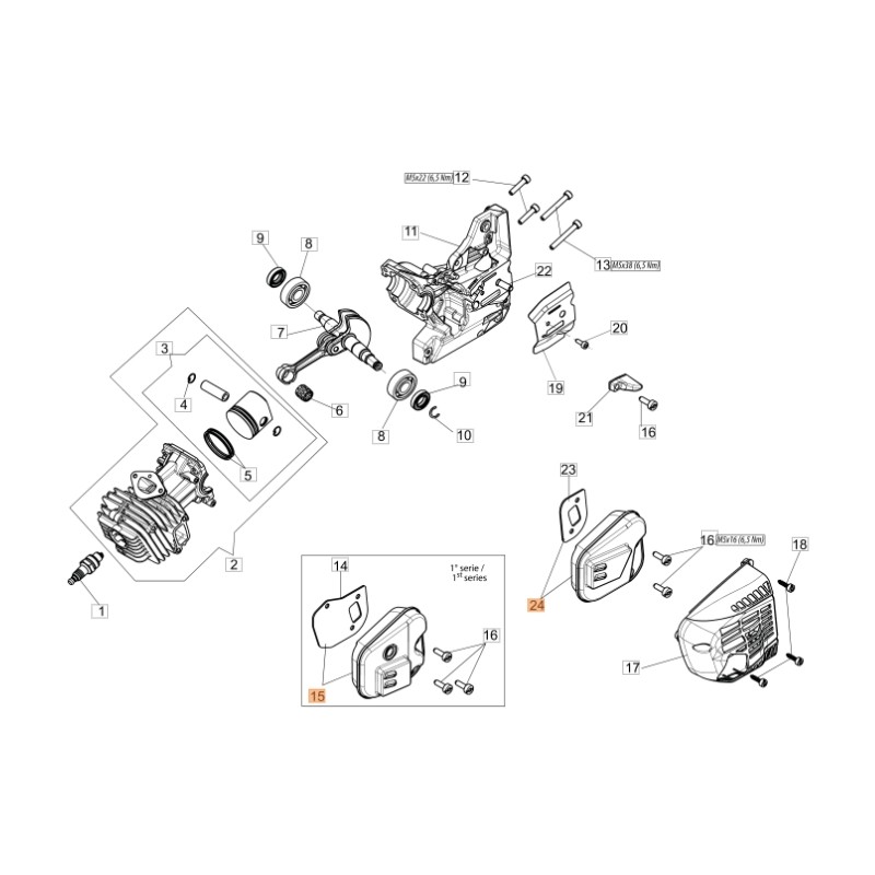 Marmitta ORIGINALE OLEOMAC per motosega GST 360 50270254R