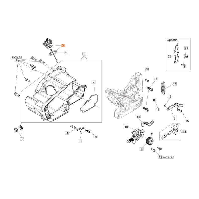 Tapón de depósito ORIGINAL OLEOMAC para motosierra GST 250 - GST 360 50290109R