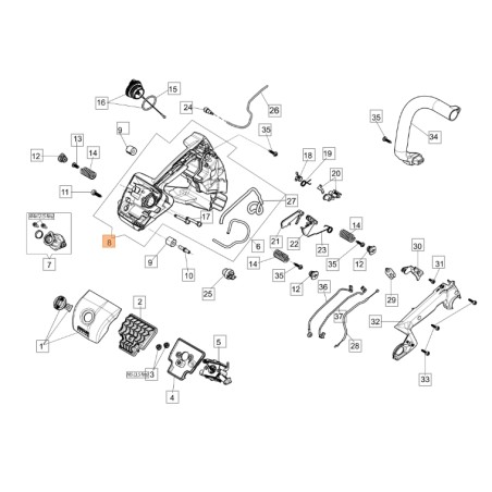 Kit de poignée ORIGINAL OLEOMAC pour tronçonneuse GST 360 50270220 | Newgardenstore.eu