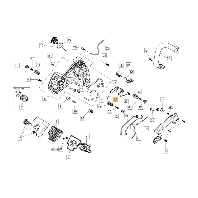 ORIGINAL OLEOMAC Gashebel für Kettensäge GST 250 - GST 360 50270045R