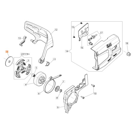 Ralla ORIGINALE OLEOMAC motosega GS 35 - GS 35 C - GS 350 - GST 360 50240059R | Newgardenstore.eu