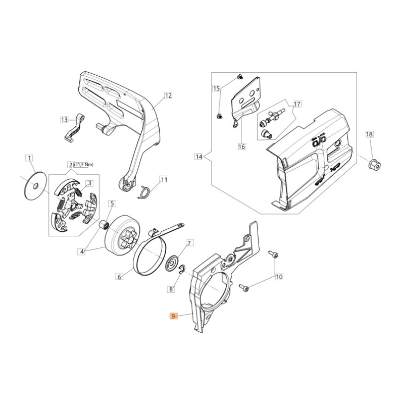 Cubierta de soporte ORIGINAL OLEOMAC para motosierra GST 360 50270176BR