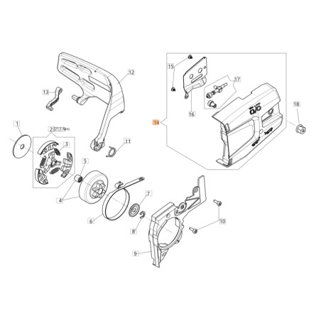 Cubierta de cadena ORIGINAL OLEOMAC para motosierra GST 360 50270070CR | Newgardenstore.eu