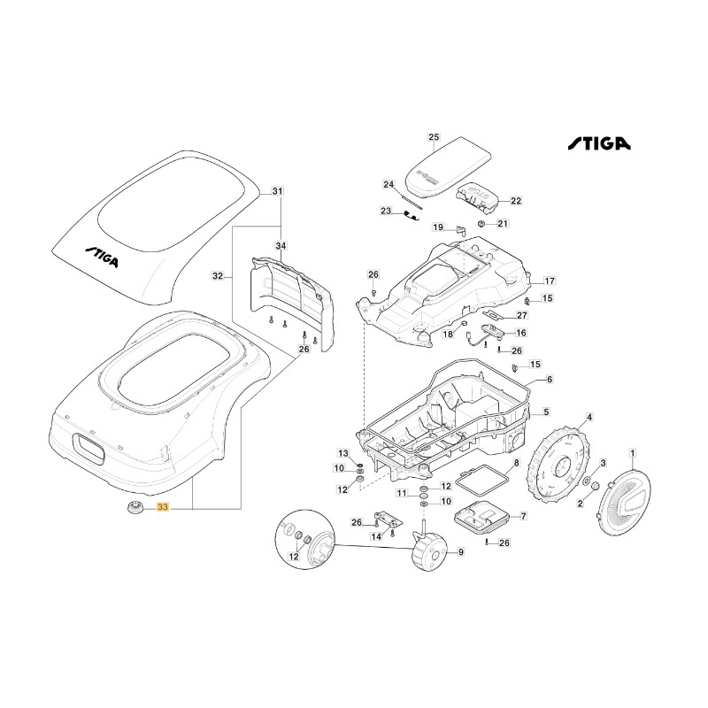 Gummi-Roboter-Mäher Modelle A1000 ORIGINAL STIGA 322122001/1