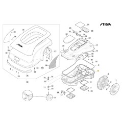 ORIGINAL STIGA modèles A3000 robot tondeuse boîtier inférieur 322110180/0