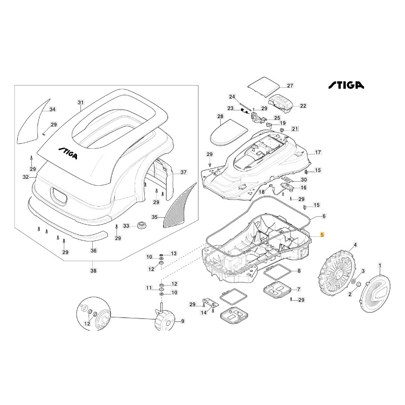 Lower body robot mower models A3000 ORIGINAL STIGA 322110180/0