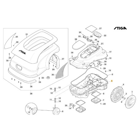 Lower body robot mower models A3000 ORIGINAL STIGA 322110180/0 | Newgardenstore.eu