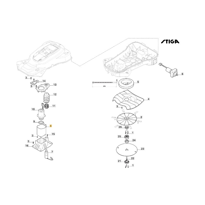 Support moteur pour lame de tondeuse robot ORIGINAL STIGA 322784975/0