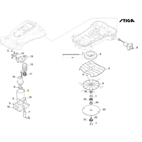 Motorhalterung für Robotermähermesser Modelle A3000 ORIGINAL STIGA 322784975/0 | Newgardenstore.eu