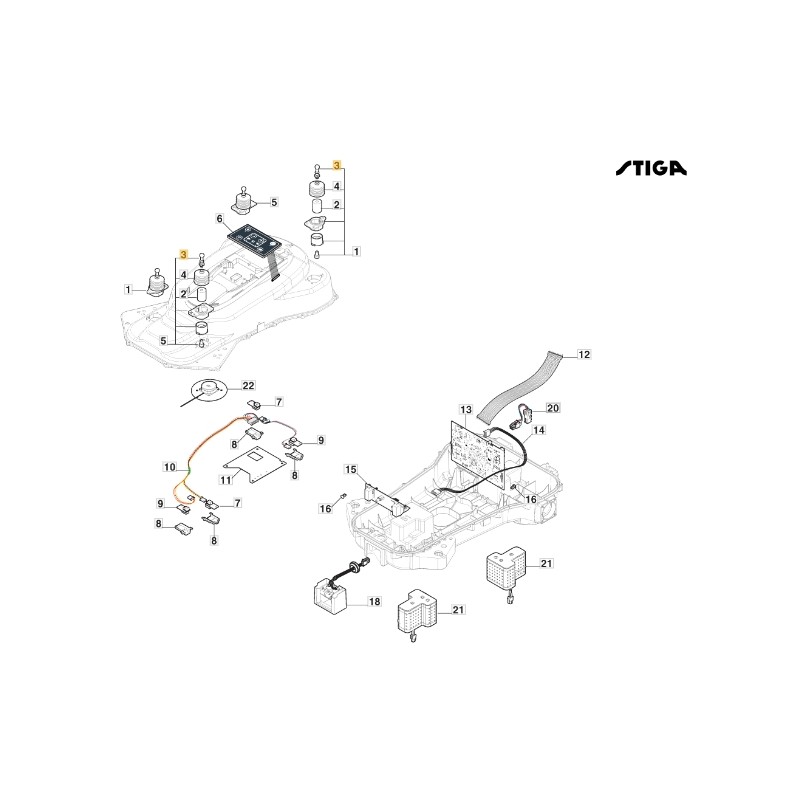 Rótula robot cortacésped modelos A3000 A5000 ORIGINAL STIGA 322745048/0