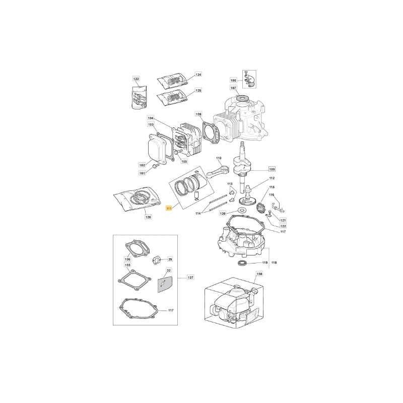 Pistone motore modelli SV200 553R 725M ORIGINALE STIGA 118550106/0