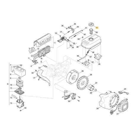 Bouchon de réservoir moteur modèles LC170F ORIGINALE STIGA 118551177/0 | Newgardenstore.eu