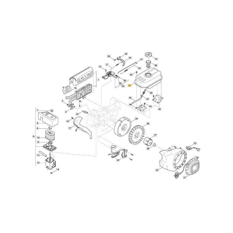 Réservoir essence moteur modèles LC170F STIGA 118550501/0