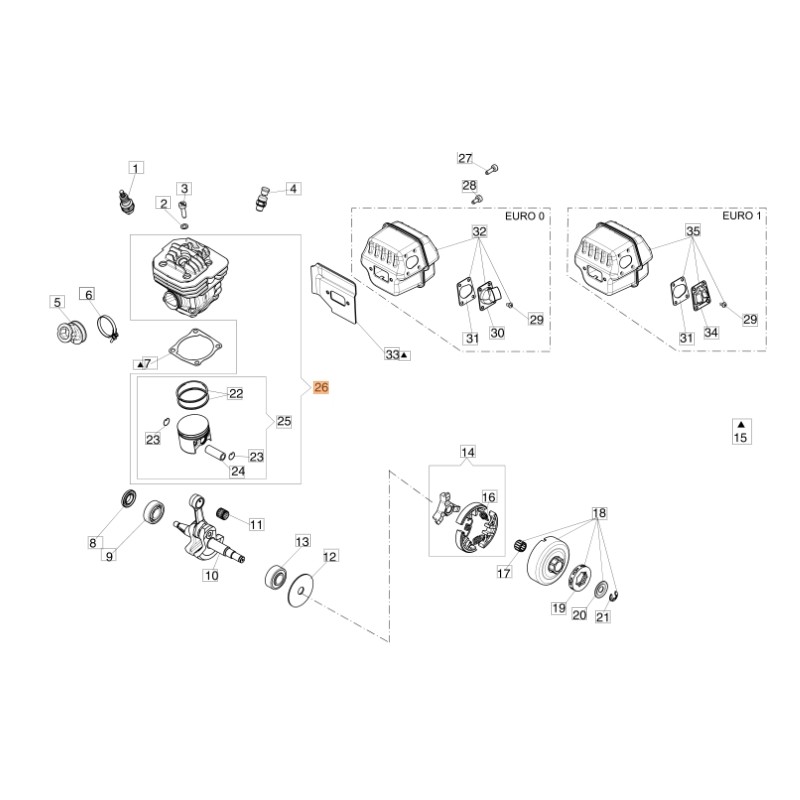 Cylindre de scie à chaîne modèles GS650 GS651 ORIGINAL EMAK 50252011A