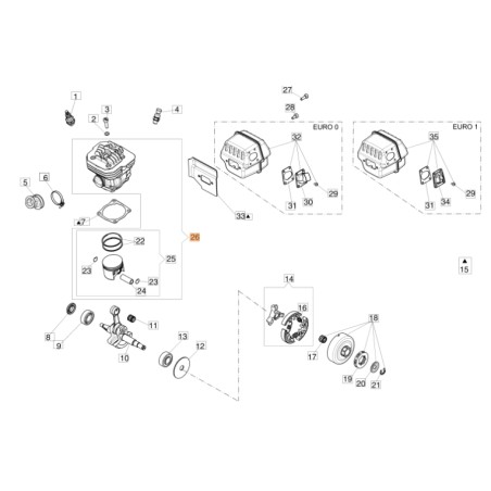 Cylindre de scie à chaîne modèles GS650 GS651 ORIGINAL EMAK 50252011A | Newgardenstore.eu