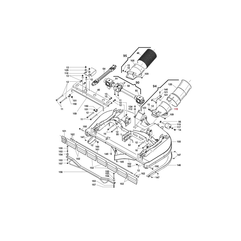 Mower GIANNI FERRARI for collection plate 130 / 150RCA 01.50.01.2840