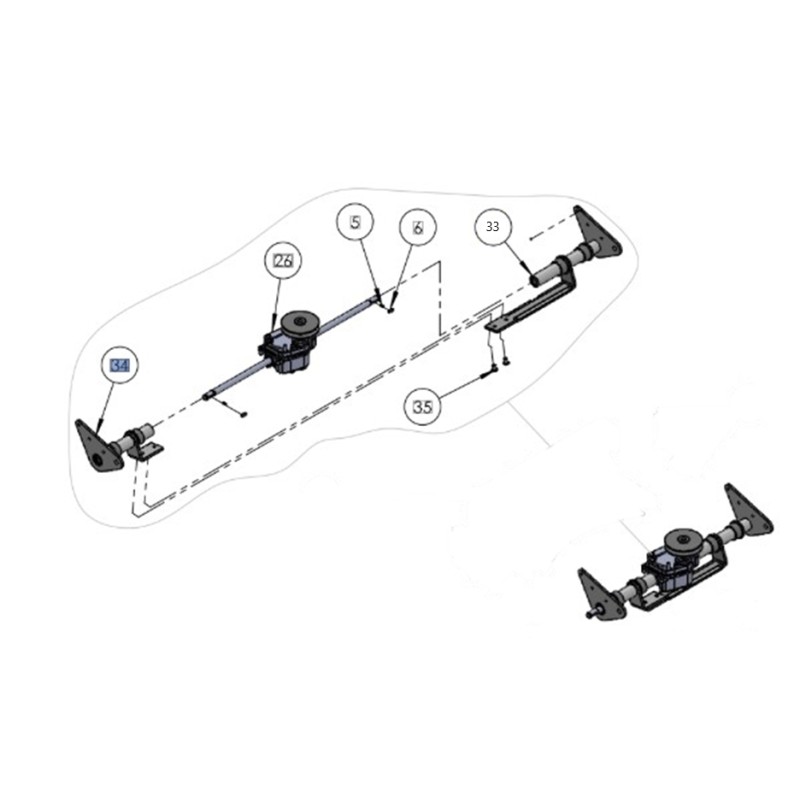 RIGHT AXLE KIT + MOWER BUSHINGS ORIGINAL GRIN ASM-0128