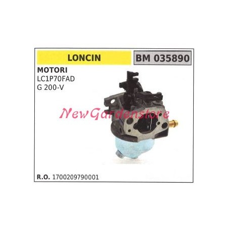 LONCIN tub carburettor lawnmower mower LC1P70FAD 035890 | Newgardenstore.eu