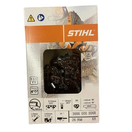 Chaîne 68 mailles 1.6 mm 325'' ORIGINAL STIHL pour tronçonneuse GTA26 3686-000-0068 | Newgardenstore.eu