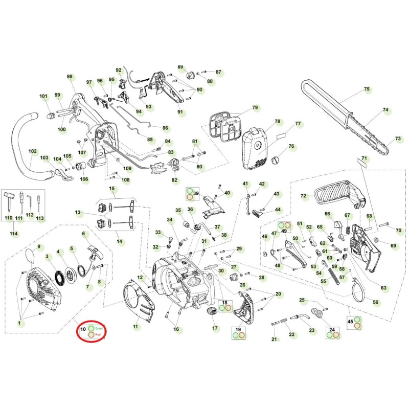 Red starter kit (2008--) ORIGINAL ACTIVE chainsaw 39.39 036176