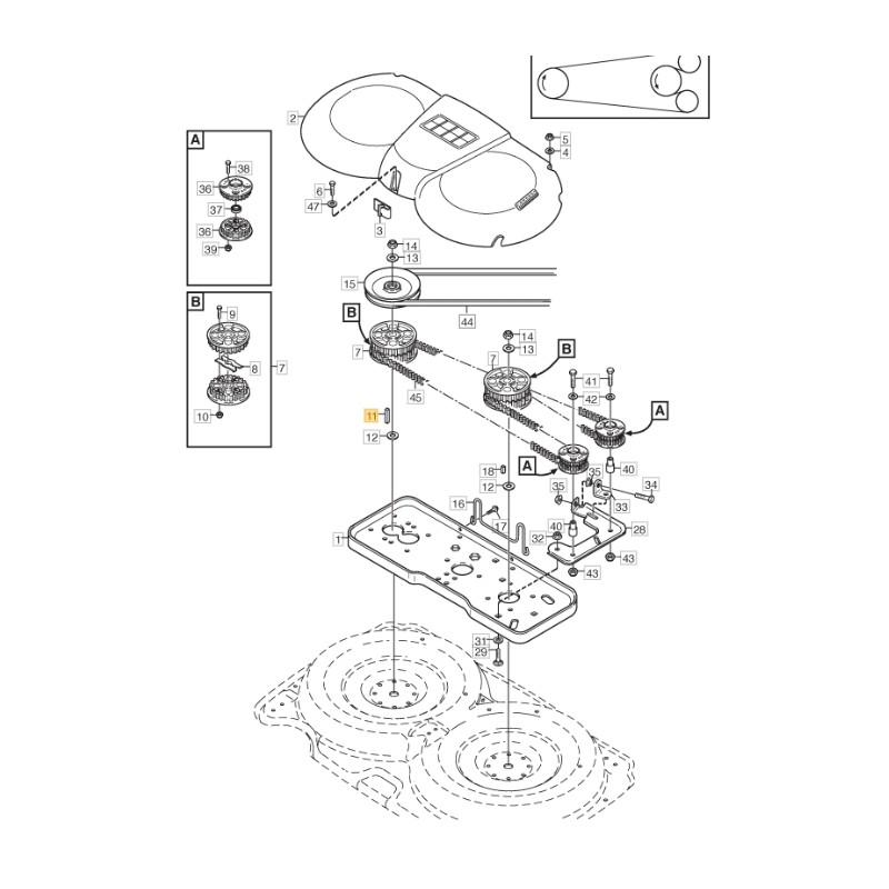 Clé ORIGINALE STIGA plat frontal VILLA 107M - VILLA 92M 1134-0323-04