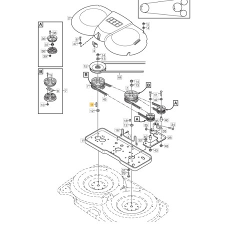 Llave ORIGINAL STIGA placa frontal VILLA 107M - VILLA 92M 1134-0323-04 | Newgardenstore.eu