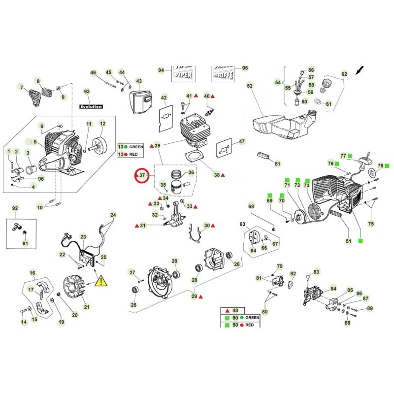 Kit pistone e segmenti ORIGINALE ACTIVE per VIPER 3.4 021522