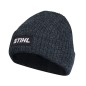 Winter coarse knit cap in grey wool with ORIGINAL STIHL logo patch