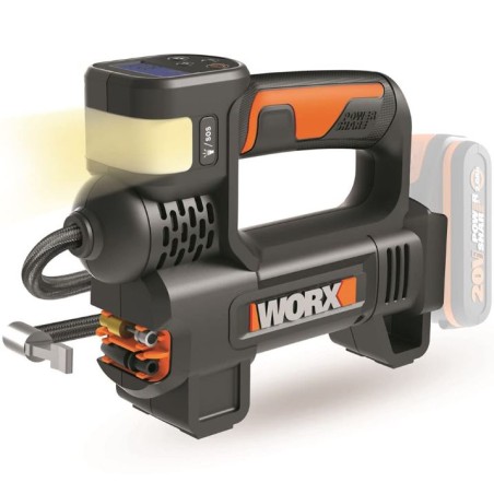 WORX compressor WX092.9 with led light 150/300 lumens battery operated 20V 10 bar | Newgardenstore.eu