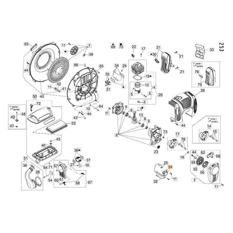 Coil mit Draht Masse Gebläse Modelle BV900 ORIGINAL OLEOMAC CFI3010103