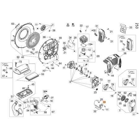 Coil mit Draht Masse Gebläse Modelle BV900 ORIGINAL OLEOMAC CFI3010103 | Newgardenstore.eu