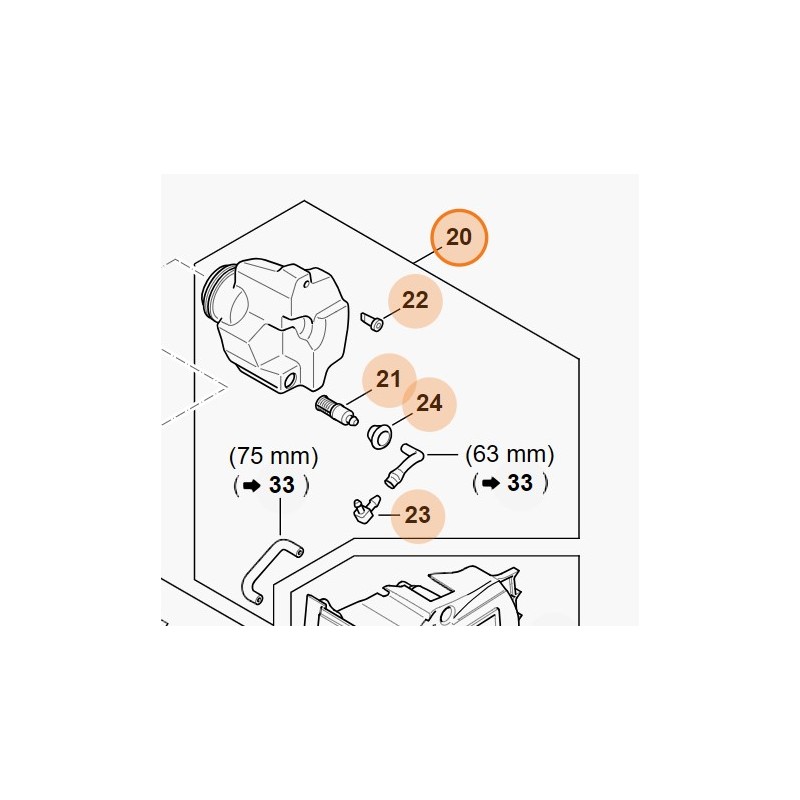 RÉSERVOIR D'HUILE POUR TRONÇONNEUSE MODÈLES MSA60 MSA120 MSA140 ORIGINAL STIHL 12543504400