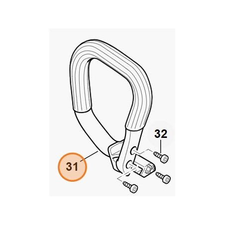 POIGNÉE TUBULAIRE TRONÇONNEUSE MODÈLES MSA60 MSA140 ORIGINAL STIHL 1254-791-1700 | Newgardenstore.eu