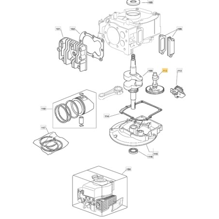 Árbol de levas ORIGINAL STIGA para el motor M150 V35 118550356/0 | Newgardenstore.eu