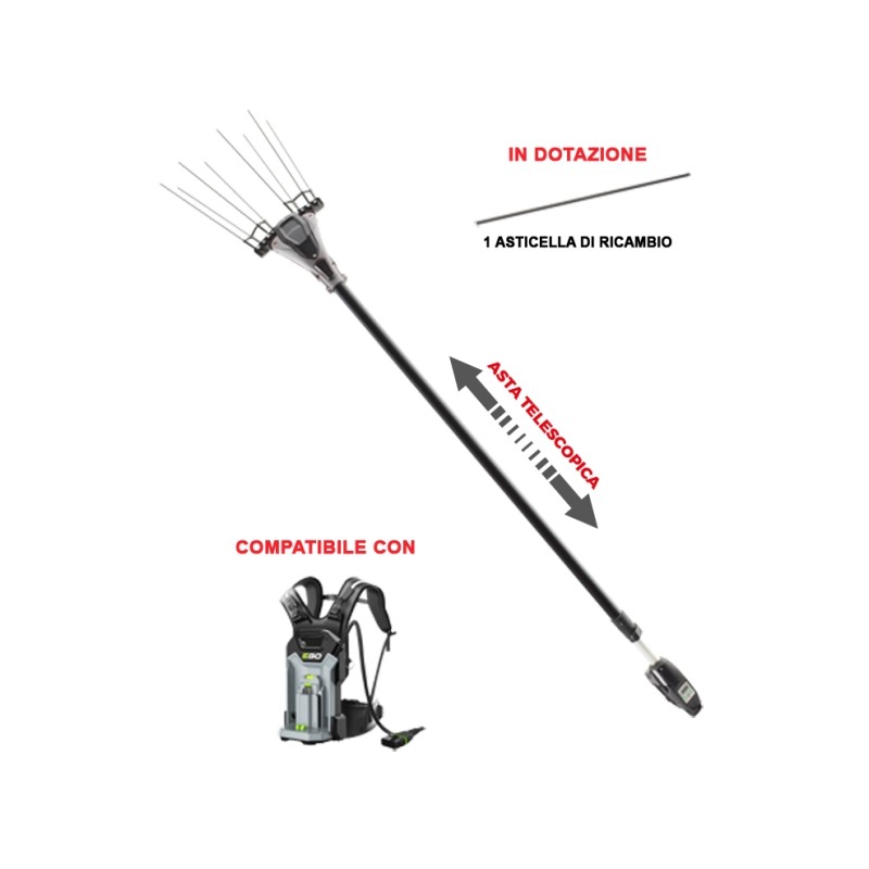 Battery-operated olive scraper EGO LOTUS TELESCOPIC maximum length 288 cm