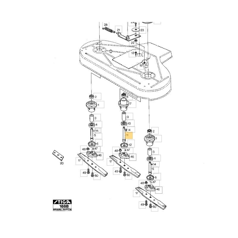 Blade shaft ORIGINAL STIGA tractor mower PARK 100B - 110S 1134-0397-02