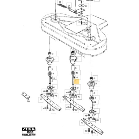 Arbre de lame ORIGINALE STIGA tracteur tondeuse à gazon PARK 100B - 110S 1134-0397-02 | Newgardenstore.eu