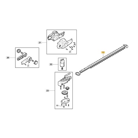 Lama ORIGINALE STIGA per tagliasiepi AM 20 Li Kit - MMT 20 Li Kit 118811084/0 | Newgardenstore.eu