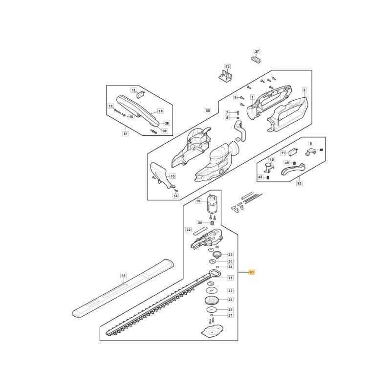 Motore elettrico e lama ORIGINALE STIGA tagliasiepi H24Li - SHT24AE 118810827/0