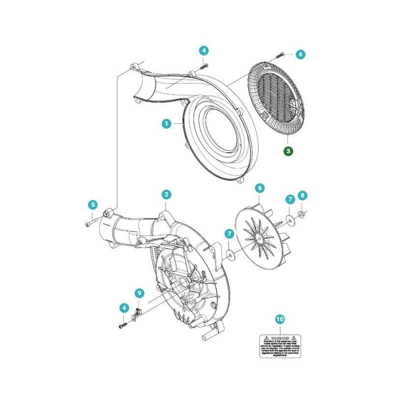 Cubierta del ventilador ORIGINAL HUSQVARNA para soplador 525BX 585623801