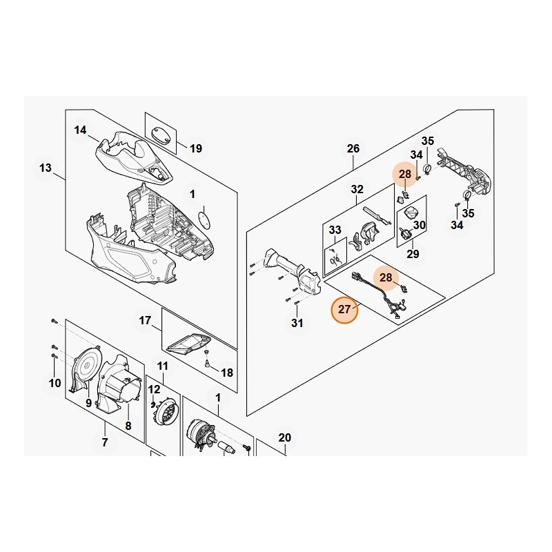 Faisceaux de câbles pour taille-haies modèles HLA135 ORIGINAL STIHL FA014302220