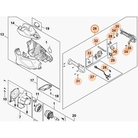 Hedge trimmer control handle models HLA135 ORIGINAL STIHL FA017901320 | Newgardenstore.eu