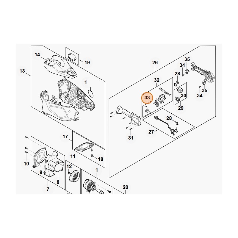 Corredo elementi fissaggio tagliasiepi HLA135 ORIGINALE STIHL FA010071320