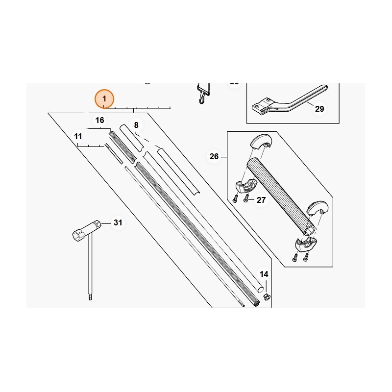 Hedge trimmer shaft models HLA135 ORIGINAL STIHL HA047107100