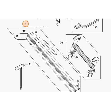 Stelo tagliasiepi modelli HLA135 ORIGINALE STIHL HA047107100 | Newgardenstore.eu